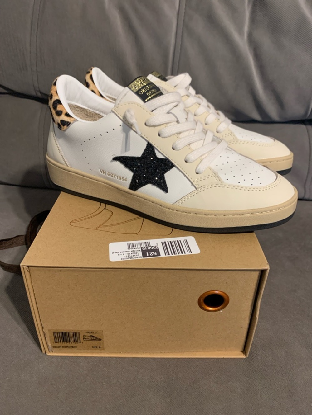 Vintage Havana White Sneakers with Leopard Accent